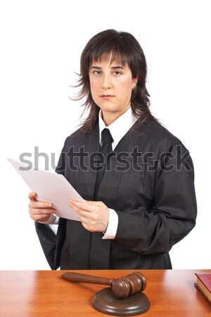 Lesung Urteil weiblichen Richter Gerichtssaal Hammer Stock foto © broker