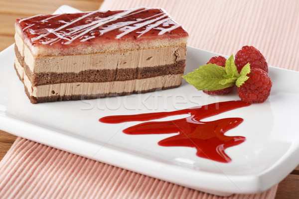 Delicious raspberries cake Stock photo © broker