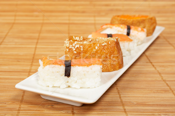 Foto d'archivio: Sushi · bianco · piatto · poco · profondo · pesce · salute