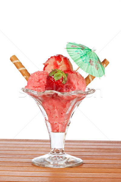 Delicious strawberry ice cream with umbrella Stock photo © broker