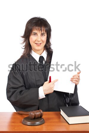 Female judge points to blank court order Stock photo © broker