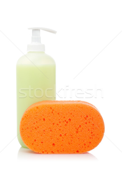 Stock photo: Soap dispenser and sponge