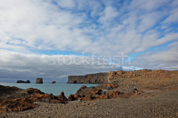 Lundadrangur Rock Arch in Dyrholaey, Iceland Stock photo © broker
