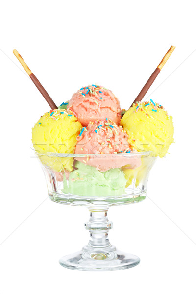 Saveur crème glacée verre délicieux isolé blanche Photo stock © broker