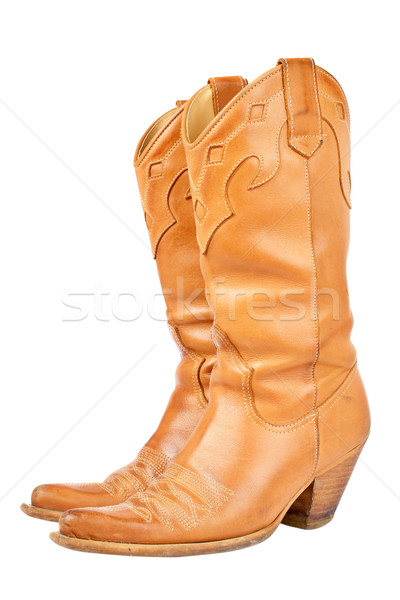 Stivali da cowboy coppia usato isolato bianco scarpe Foto d'archivio © broker