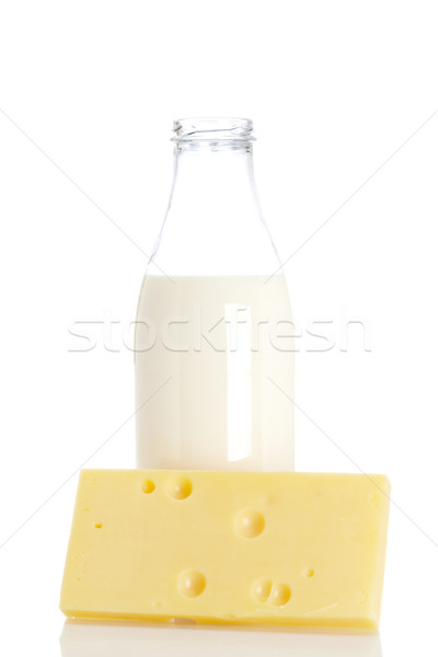 Cheese and milk bottle Stock photo © broker