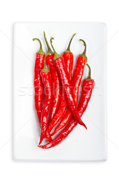 Foto stock: Rojo · pimientos · caliente · placa · suave