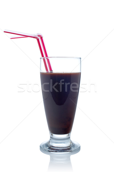 Stock photo: Chocolate milkshake with straws