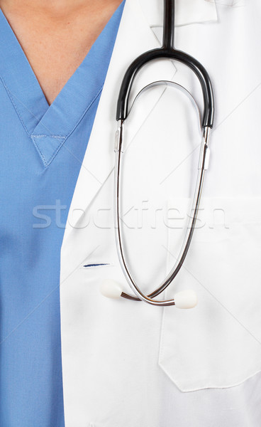 Foto stock: Estetoscópio · jaleco · feminino · médico · saúde · hospital