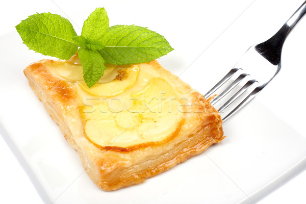 Fork and apple tart on a dish Stock photo © broker