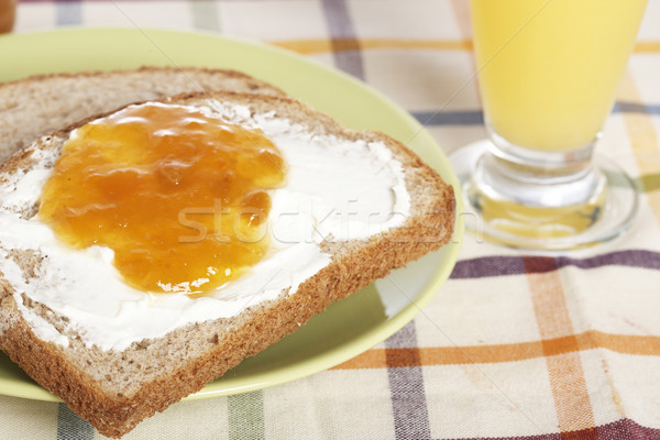 早餐 祝酒 黃油 桃 果醬 綠色 商業照片 © broker