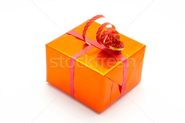 Ajándék doboz fehér szív doboz piros szalag Stock fotó © broker