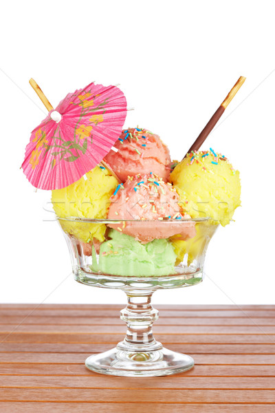 ストックフォト: 味 · アイスクリーム · ガラス · 傘 · 木製