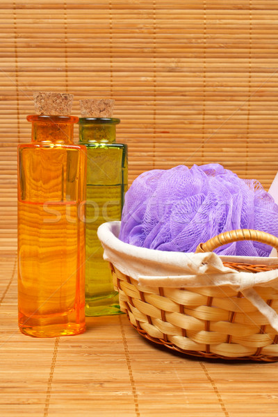 Fürdőkád kellékek szépségipari termékek bambusz víz egészség Stock fotó © broker