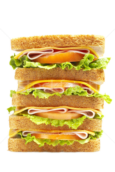 Stockfoto: Gezonde · ham · groot · sandwich · kaas · tomaat