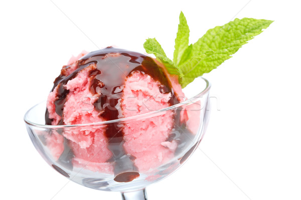 Stock photo: Delicious raspberries ice cream