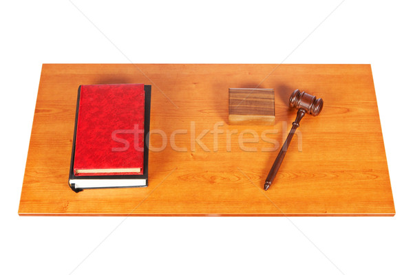 Wooden gavel and law books Stock photo © broker