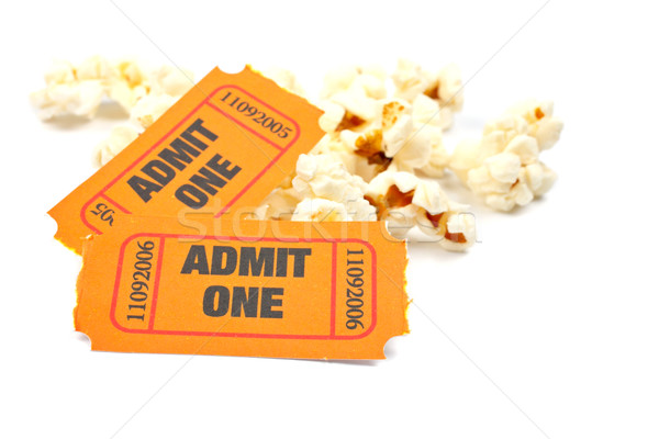 Popcorn due biglietti bianco soft ombra Foto d'archivio © broker