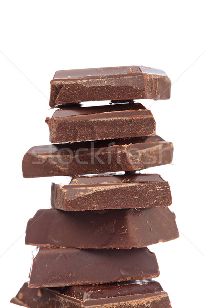 Zdjęcia stock: Bloków · czekolady · odizolowany · biały · płytki · żywności