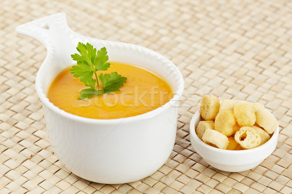 Room wortel soep brood peterselie focus Stockfoto © broker