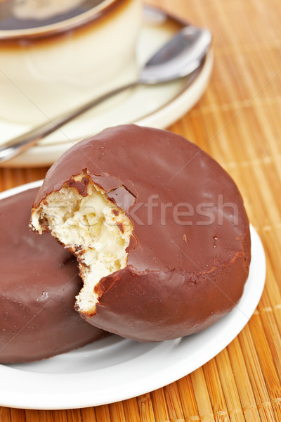 Foto stock: Delicioso · buñuelo · café · chocolate · superficial · alimentos