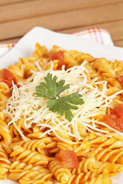 Vers gekookt plaat pasta tomatensaus eten Stockfoto © broker