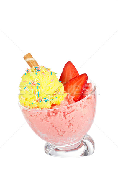 Delicious strawberry and vanilla ice cream Stock photo © broker