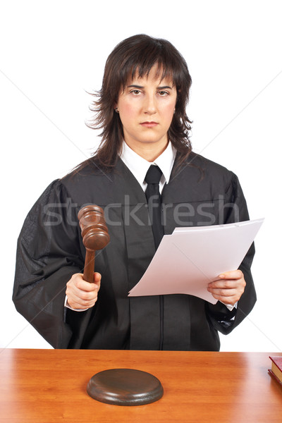 Czytania werdykt kobiet sędzia sala sądowa młotek Zdjęcia stock © broker