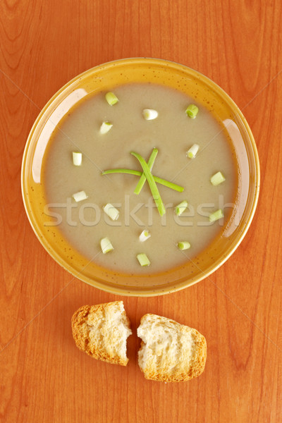 Krem mantar çorba ekmek sığ gıda Stok fotoğraf © broker