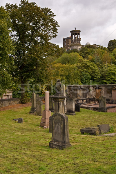 Velho cemitério Edimburgo escócia céu relógio Foto stock © broker