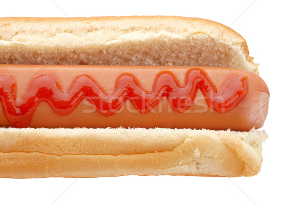 Hot dog ketchup isolato bianco poco profondo pane Foto d'archivio © broker