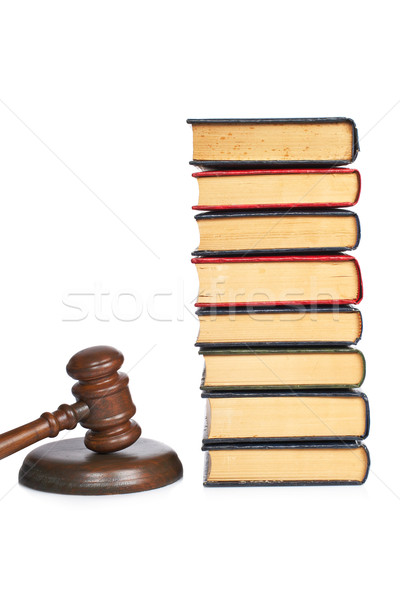 Wooden gavel and old law books Stock photo © broker