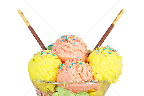 Saveur crème glacée verre délicieux isolé blanche Photo stock © broker