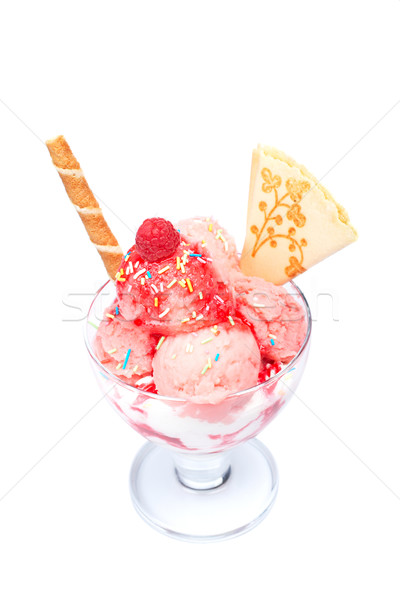 Strawberry ice cream in glass bowl Stock photo © broker
