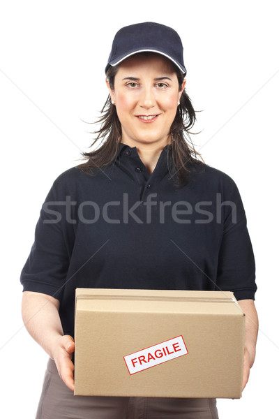 Pacote frágil correio mulher branco menina Foto stock © broker