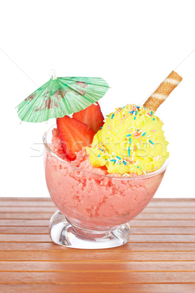 Delicious strawberry and vanilla ice cream Stock photo © broker