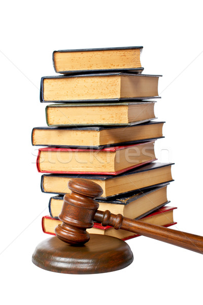Fából készült kalapács öreg törvény könyvek bíróság Stock fotó © broker