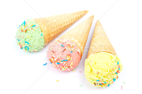 Delicious ice cream cones Stock photo © broker