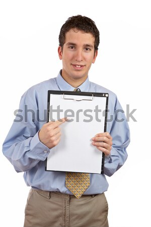 Smiling businessman with clipboard Stock photo © broker