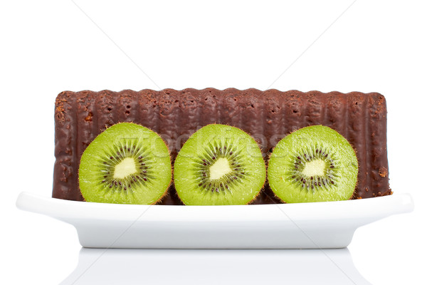 Cake with kiwi on a dish Stock photo © broker