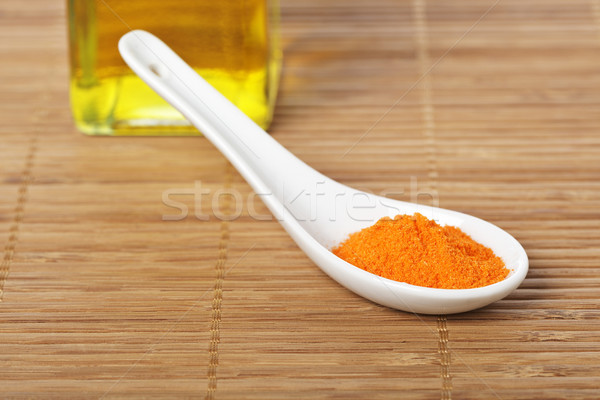 Stock fotó: Sáfrány · kanál · olaj · üveg · ízletes · étel