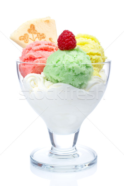 Multi flavor ice cream in glass bowl Stock photo © broker