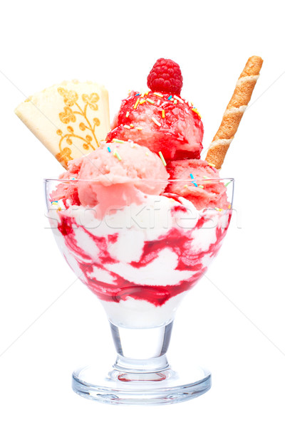 Strawberry ice cream in glass bowl Stock photo © broker