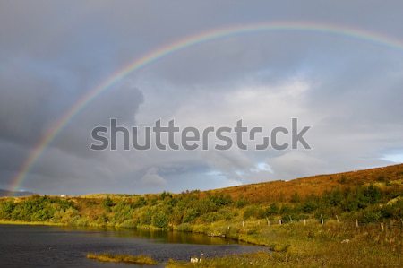 Сток-фото: замечательный · радуга · Шотландии · озеро · облачный