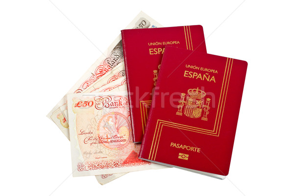 Two Spain passports and money Stock photo © broker