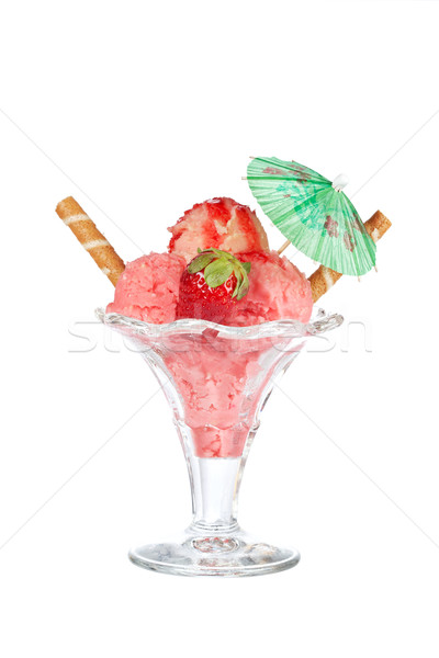Delicious strawberry ice cream with umbrella Stock photo © broker