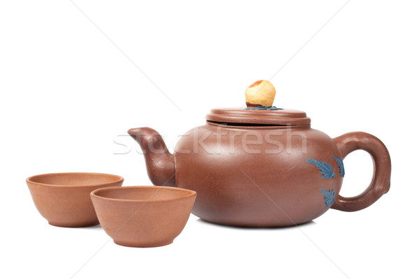 Szép tea kettő teáskanna izolált fehér Stock fotó © broker