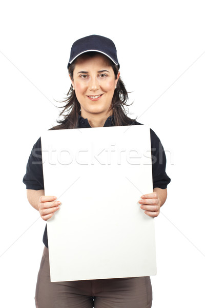 Courier woman holding the blank card Stock photo © broker