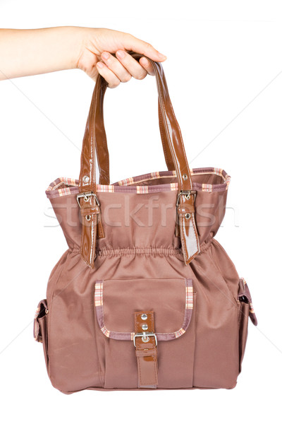 Halten Handtasche braun isoliert weiß Tasche Stock foto © broker