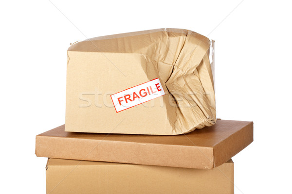 Caja de cartón aislado blanco pared signo Foto stock © broker